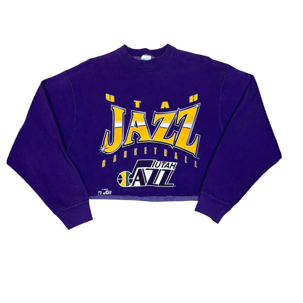Vintage 90s Utah Jazz Salem Sweatshirt Women's Small Medium NBA Basketball Crop